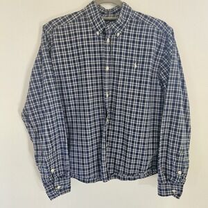 Ralph Lauren Button Down Shirt Boys XL 18-20 Multicolor Cotton Plaid Blue White‎